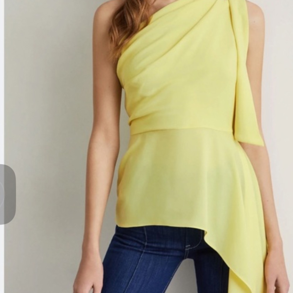 BCBGMaxAzria Asymmetrical Yellow Blouse